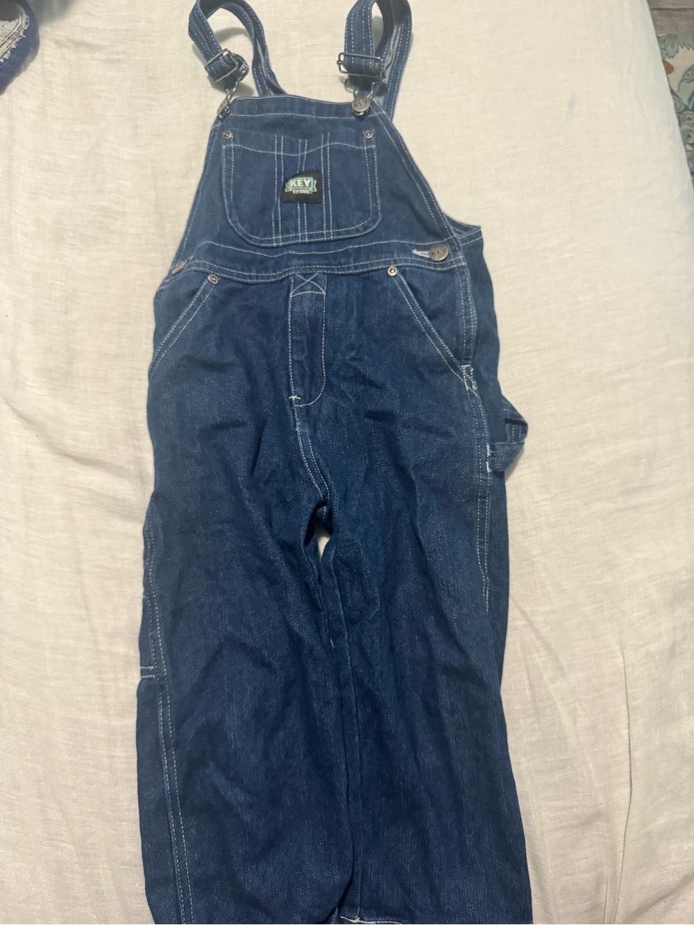 Kids Dark Blue Denim Overalls with Adjustable Straps
